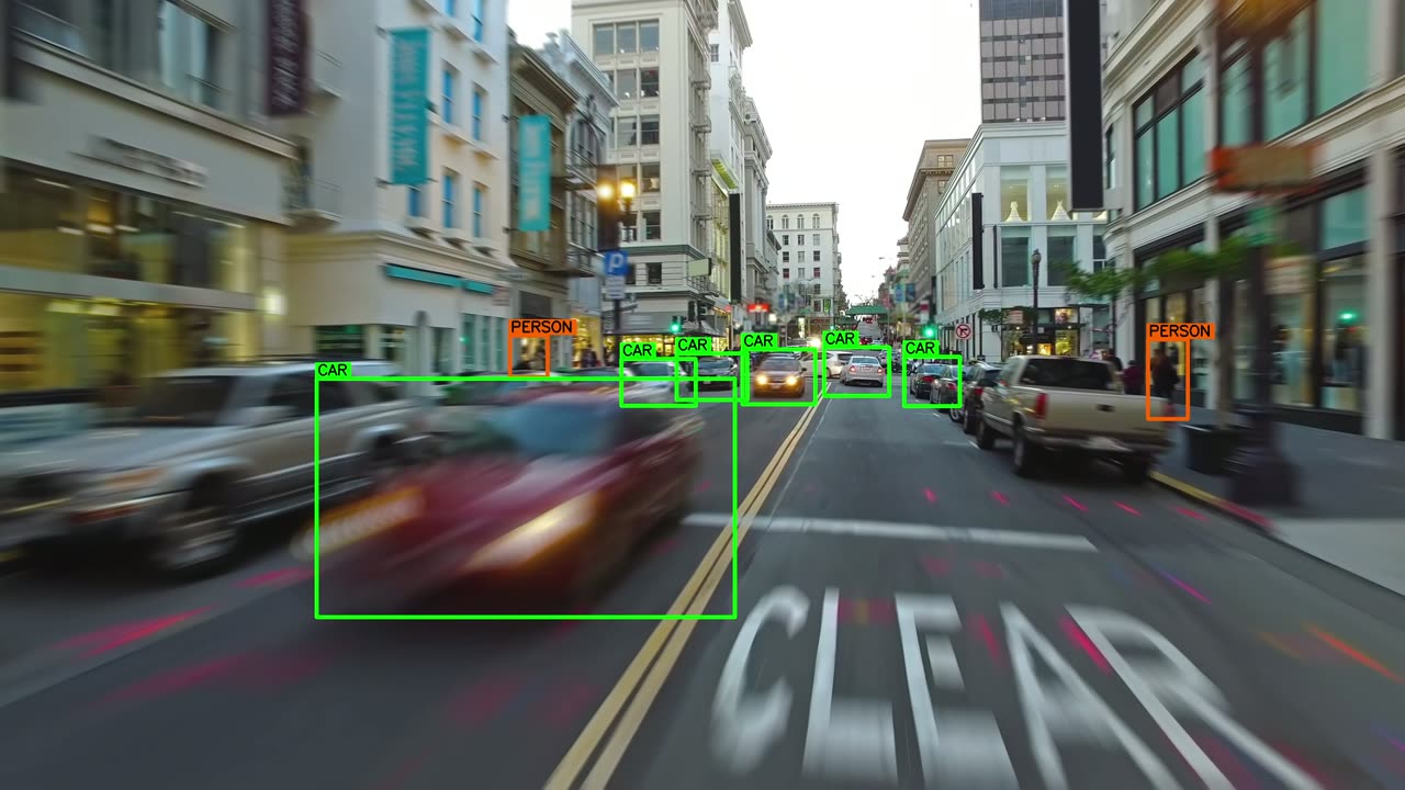 Sequential video frames with bounding boxes and consistent object IDs maintained across frames